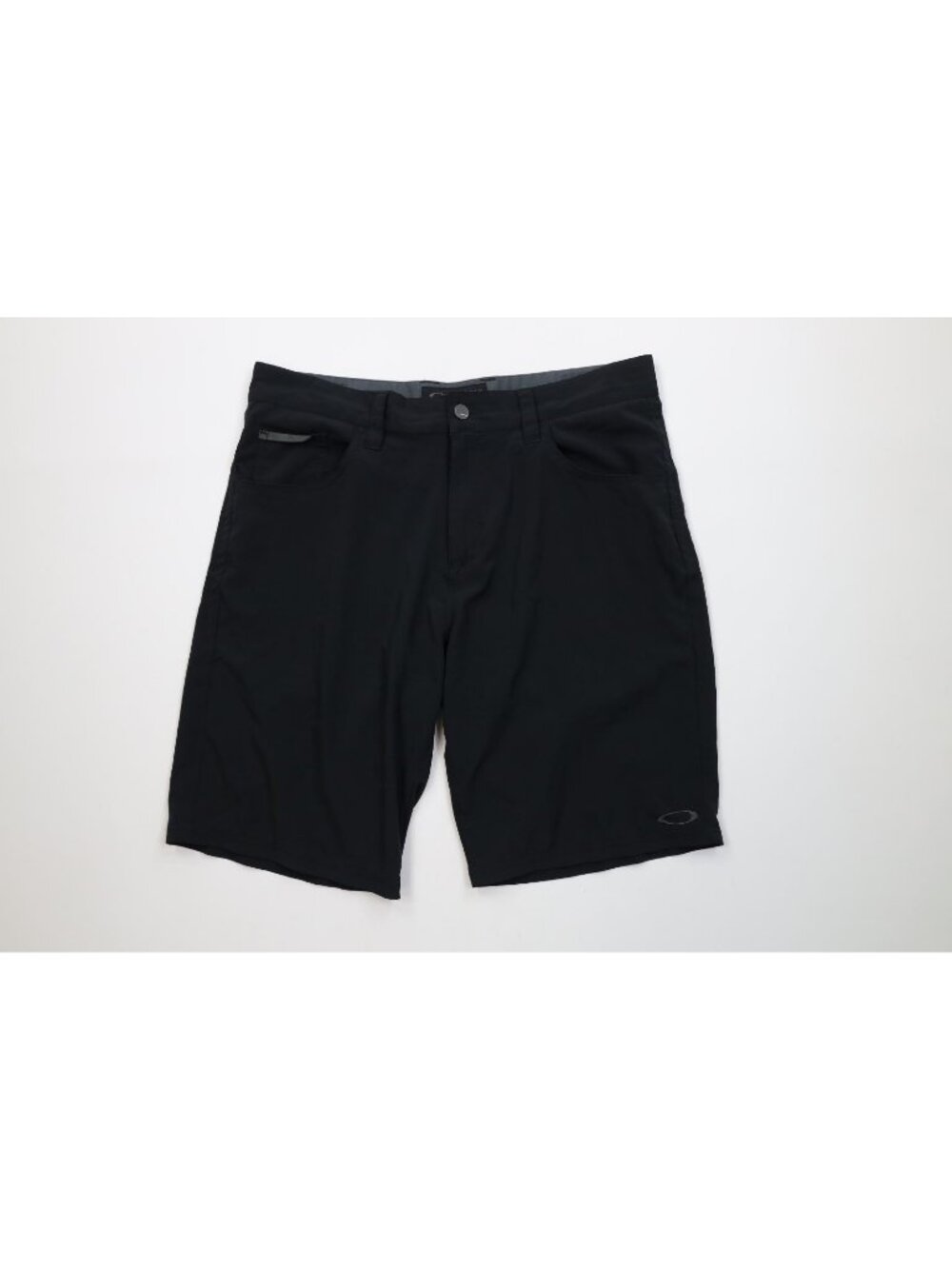 Vintage Y2K Oakley Mens 34 Spell Out O Logo Tech Knit Chino Golf Shorts Black